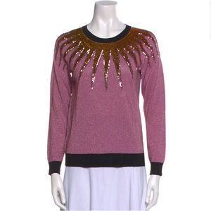 Authentic Gucci Pink Metallic and Gold Sequin Starburst  Sweater